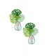 Blauwe oorhangers met groene glas kralen