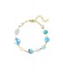 Goudkleurige armband met blauwe kralen