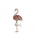 Roze broche met flamingo motief en strass steentjes