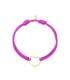 Fuchsia roze stoffen armband met een harten bedel