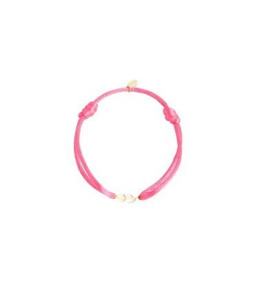 Roze koord armband met een goudkleurige bedel