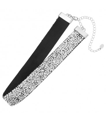 Trendy choker met mooie glinsterende zilverkleur strass steentjes