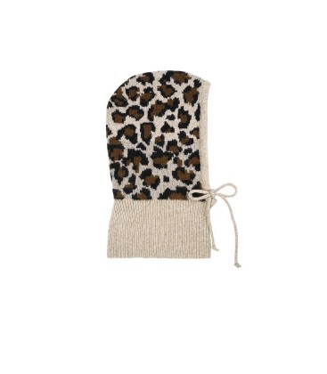 Beige balaclave met panter print